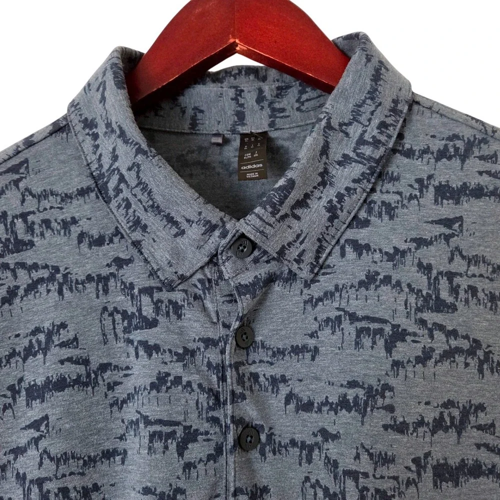 Adidas Men's XL Blue Abstract Print Stretch Golf Polo Shirt Performance